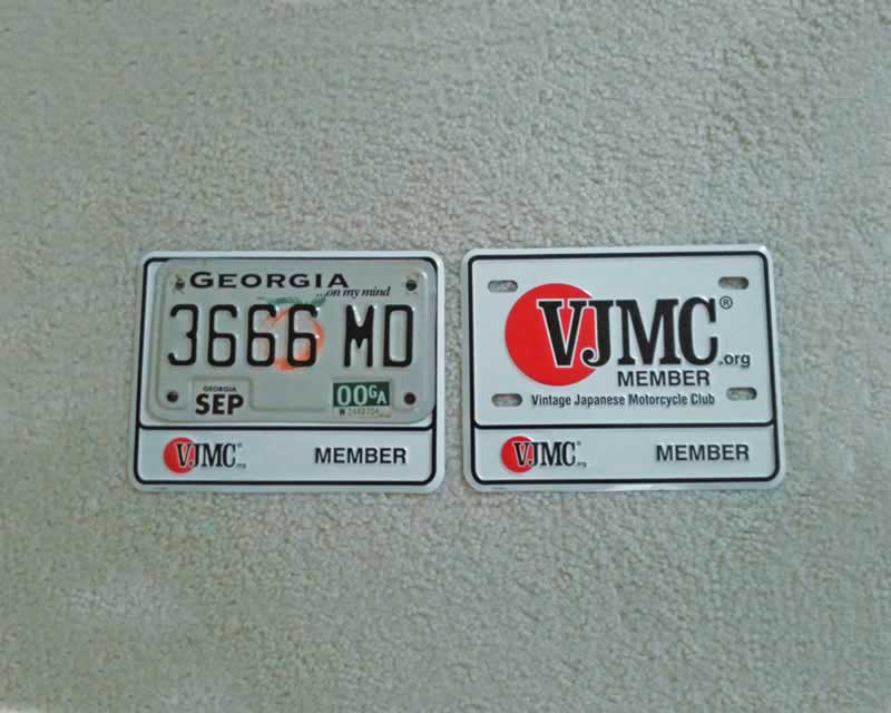 VJMC Member Motorcycle License Plate